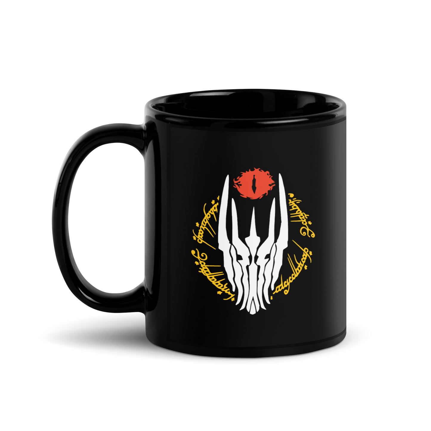 Dark Lord Sauron Black Glossy Mug (White Edition)