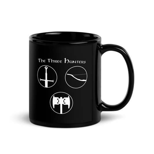 The Three Hunters Black Mug