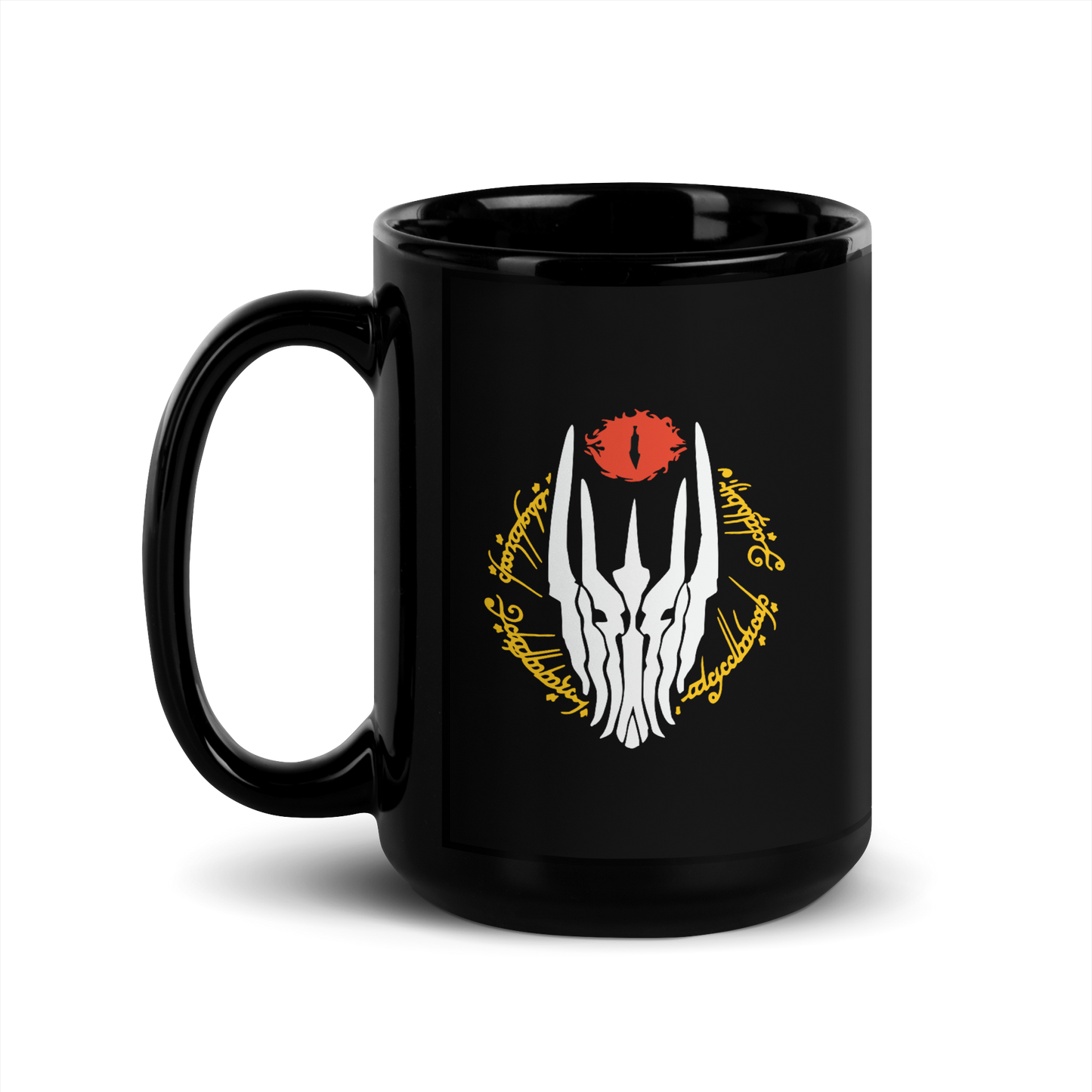 Dark Lord Sauron Black Glossy Mug (White Edition)