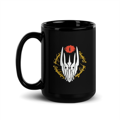 Dark Lord Sauron Black Glossy Mug (White Edition)