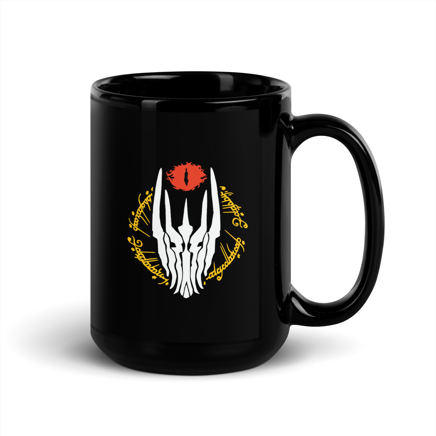 Dark Lord Sauron Black Glossy Mug (White Edition)