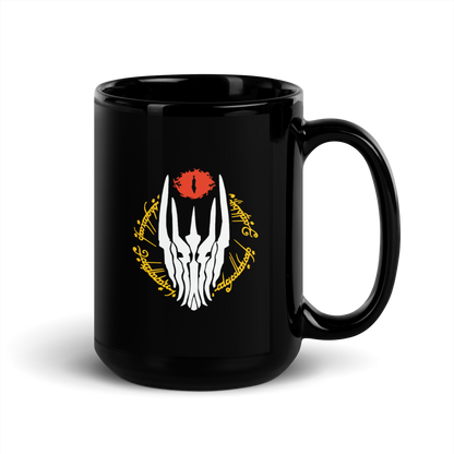 Dark Lord Sauron Black Glossy Mug (White Edition)