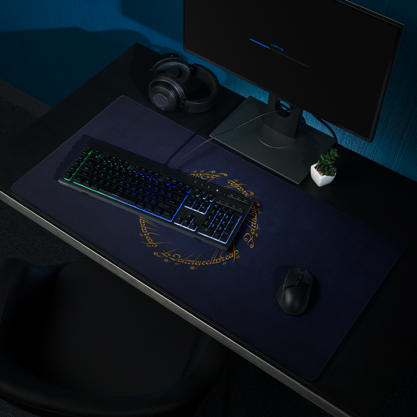 One Ring Inscription Gaming Mousepad (Blue Edition)