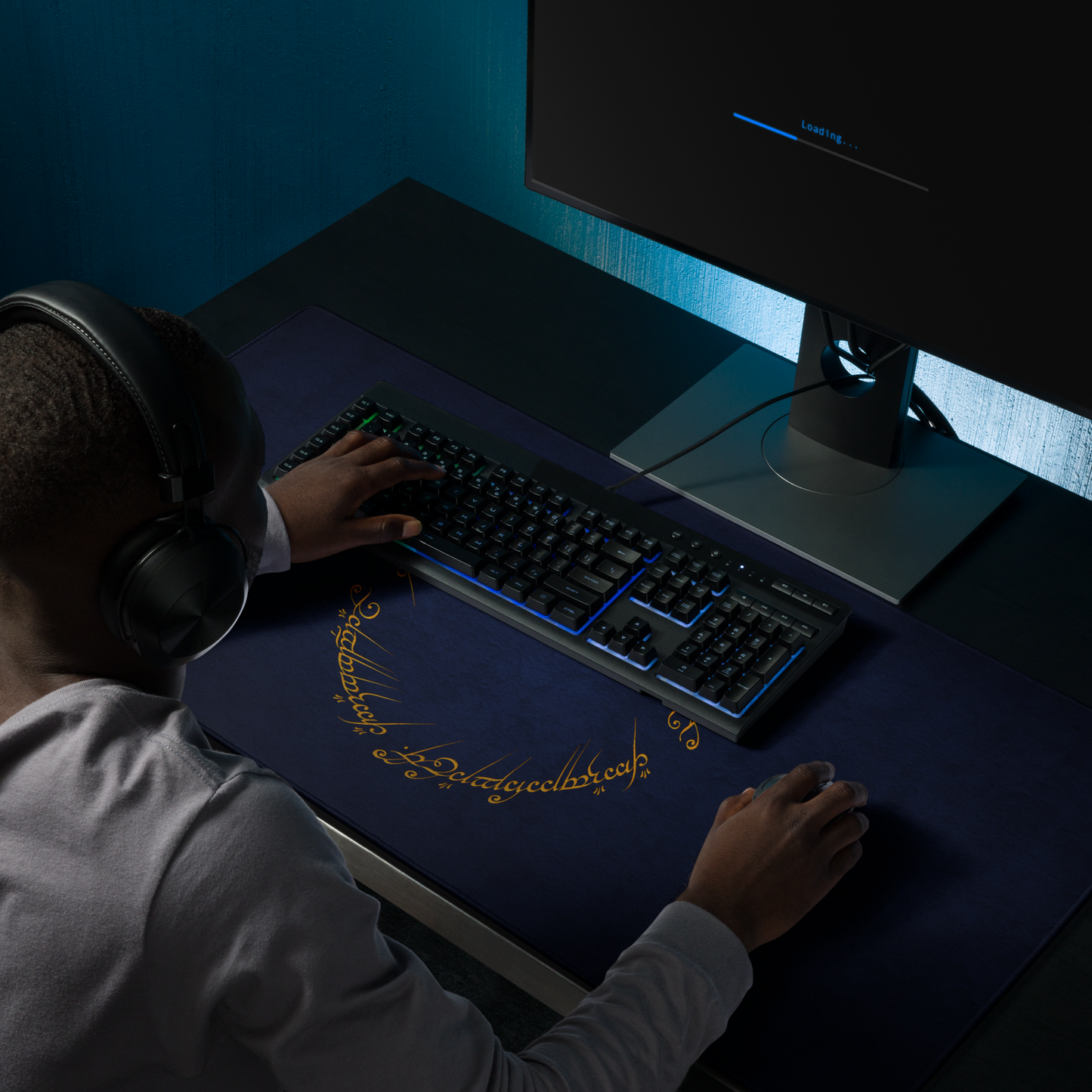 One Ring Inscription Gaming Mousepad (Blue Edition)