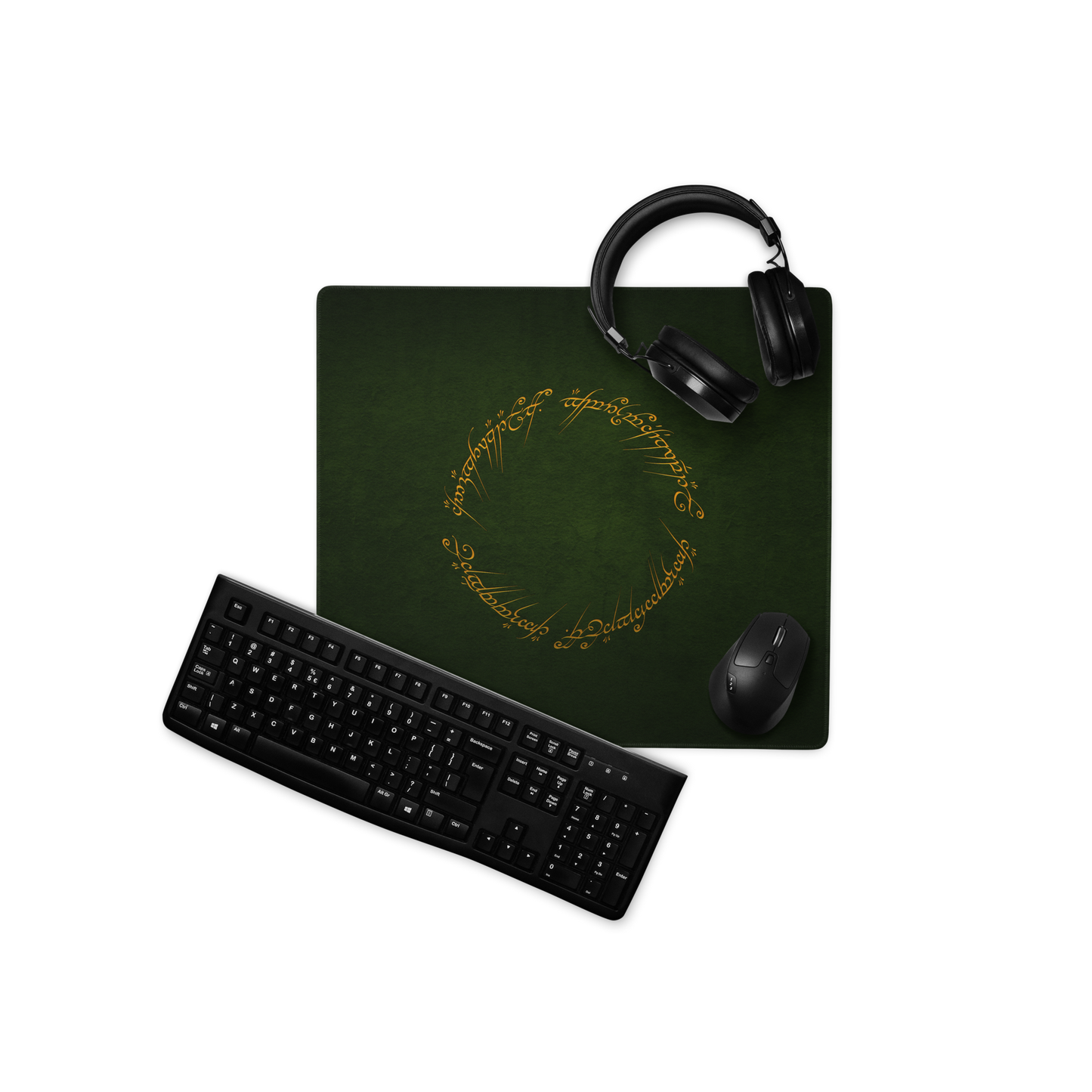 One Ring Inscription Gaming Mousepad (Green Edition)