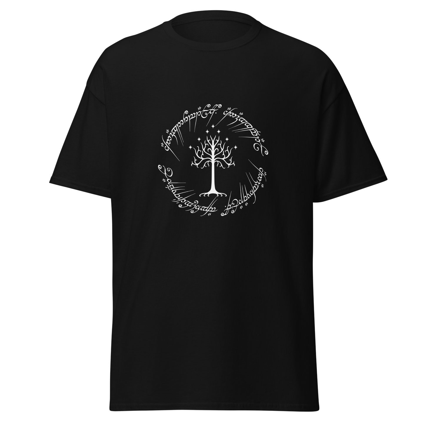 Lord Of The Rings Tree Of Gondor and One Ring Inscription T-Shirt (White Edition)