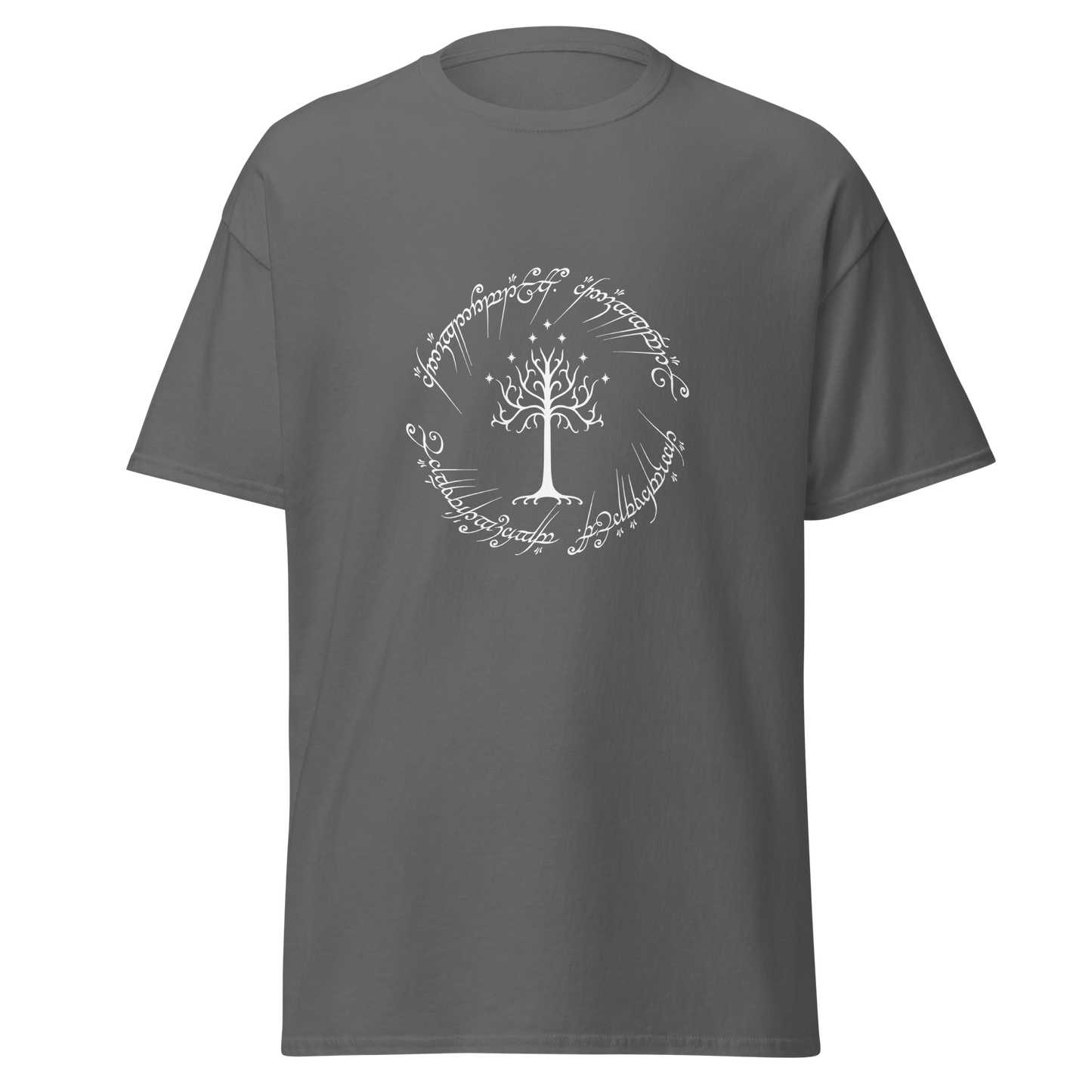 Lord Of The Rings Tree Of Gondor and One Ring Inscription T-Shirt (White Edition)