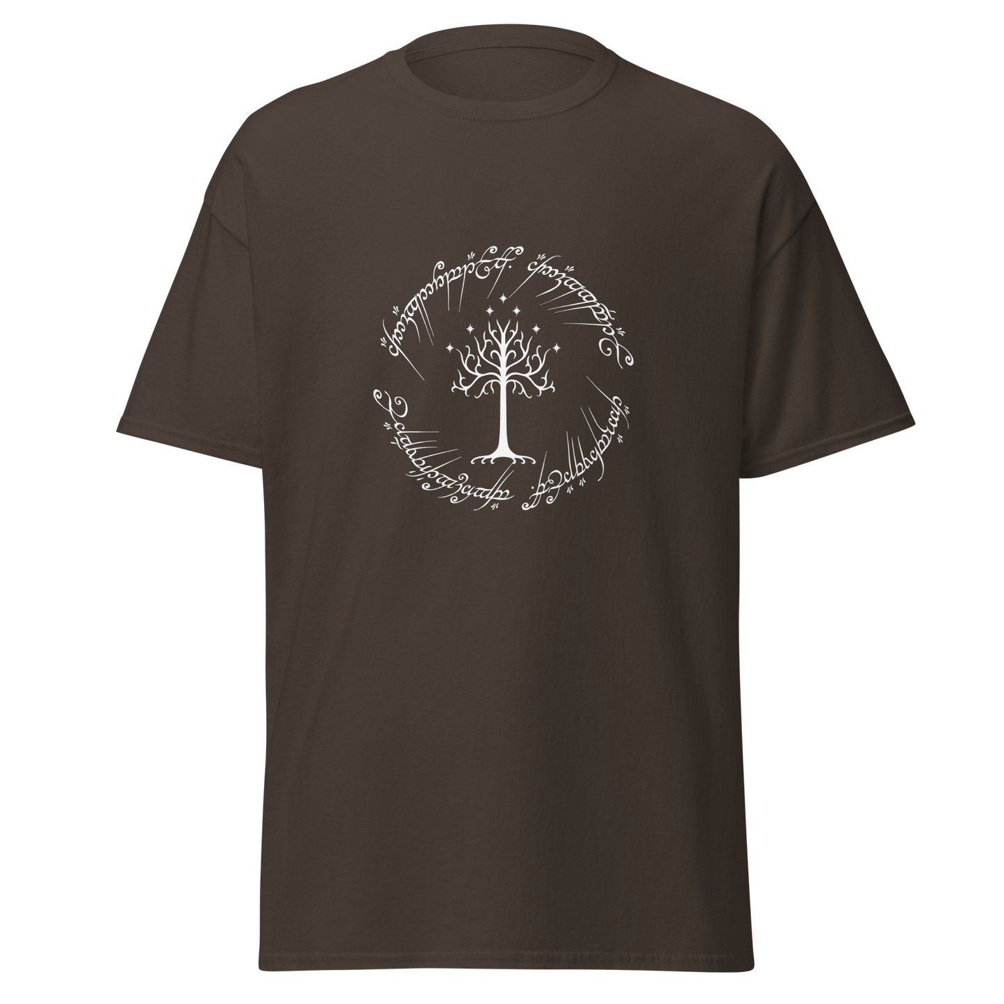 Lord Of The Rings Tree Of Gondor and One Ring Inscription T-Shirt (White Edition)