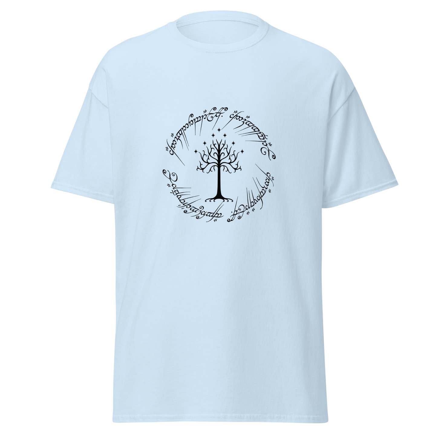 Lord Of The Rings Tree Of Gondor and One Ring Inscription T-Shirt (Black Edition)