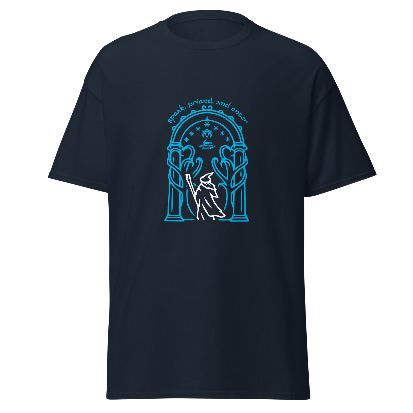 Lord Of The Rings Doors of Durin Unisex T-Shirt (Blue&White Edition)