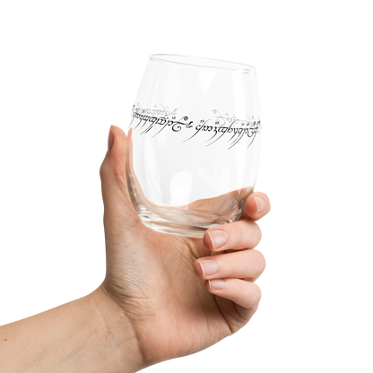 One Ring Inscription Stemless wine glass