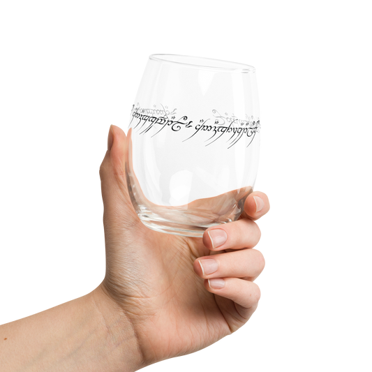 One Ring Inscription Stemless wine glass