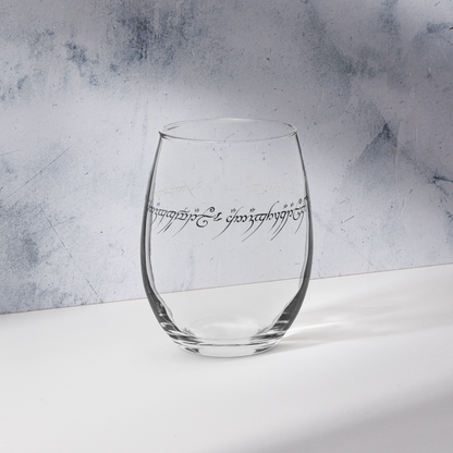 One Ring Inscription Stemless wine glass