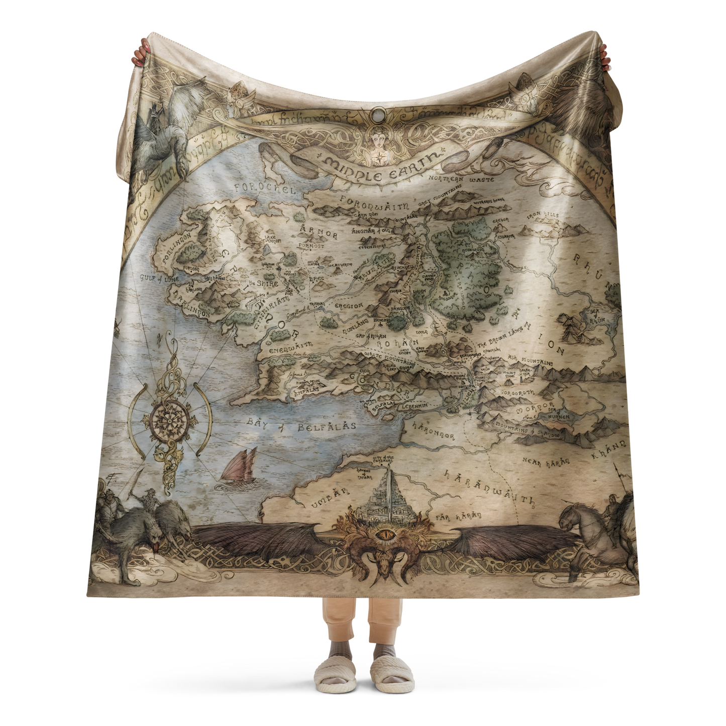 Middle-earth Map Sherpa Blanket