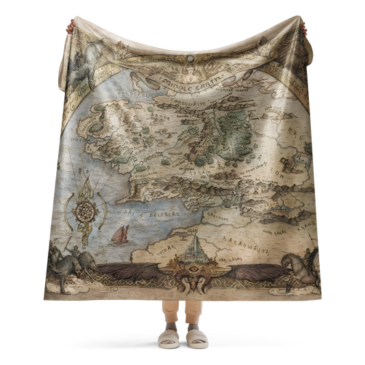 Middle-earth Map Sherpa Blanket