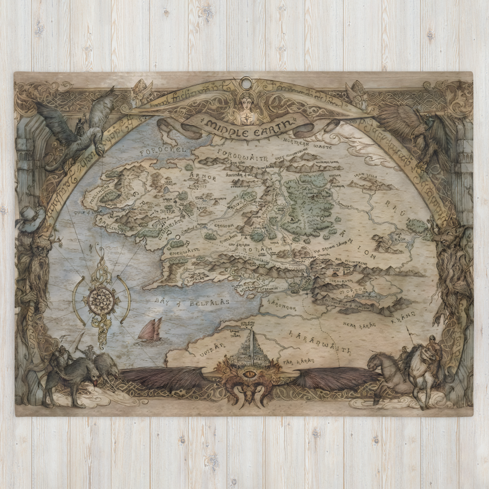 Middle-earth Map Throw Blanket