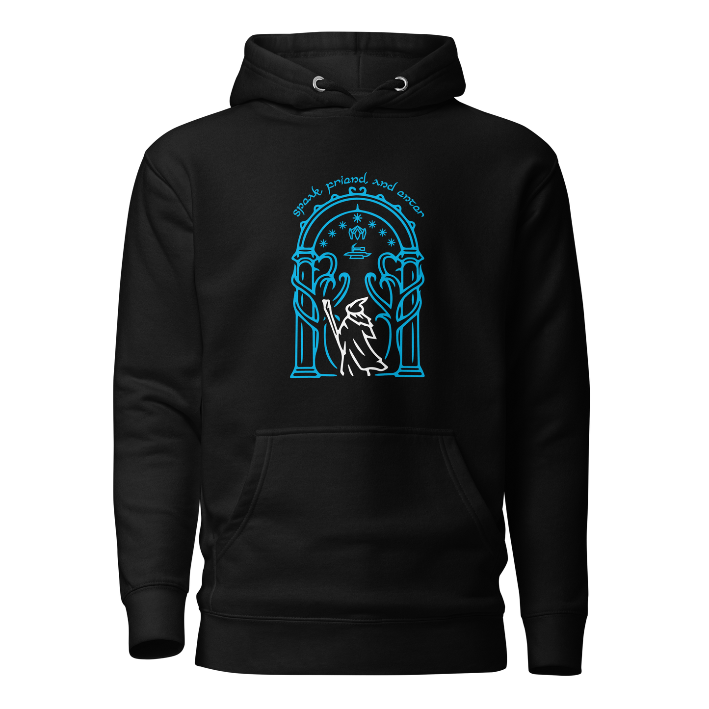 Lord Of The Rings "Doors of Durin" Unisex Hoodie (Blue&White Edition)