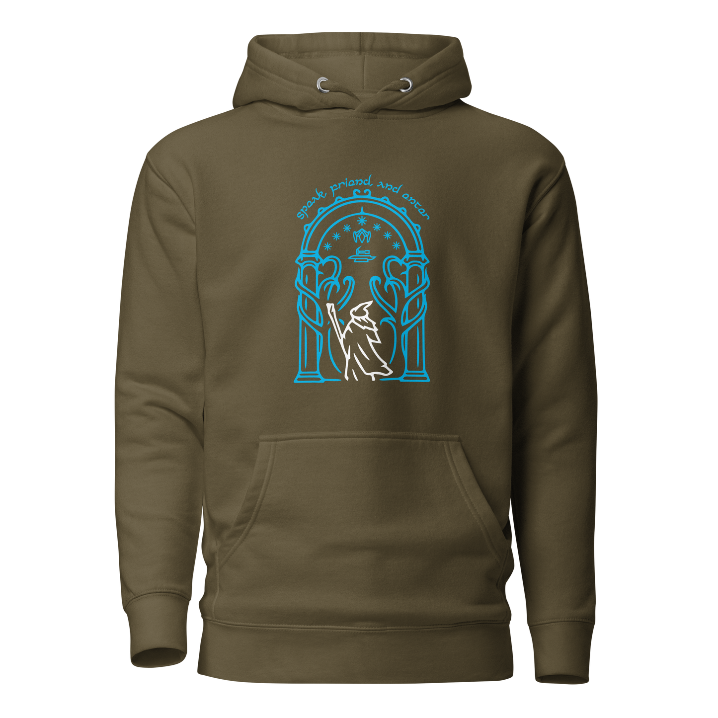 Lord Of The Rings "Doors of Durin" Unisex Hoodie (Blue&White Edition)