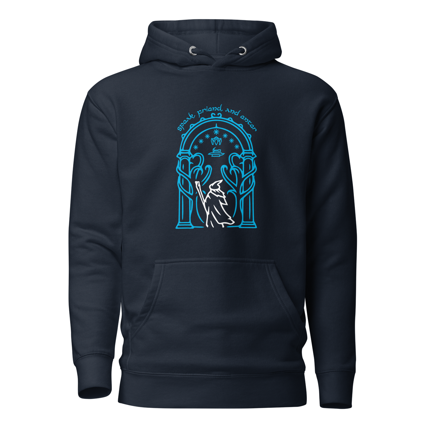 Lord Of The Rings "Doors of Durin" Unisex Hoodie (Blue&White Edition)